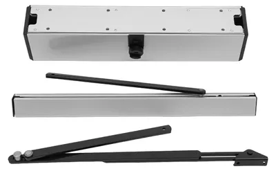 Produktbild von Automatischer Schwenktüröffner - Türantrieb - Öffnungswinkel 60–110° - Max. Traglast 150 kg - Türbreite ≤120 cm - Fernbedienung & Funktaster - 24V DC - Silber