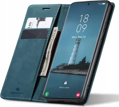 Image de Etui téléphone avec rabat SPACECASE Wallet pour Galaxy S21 Ultra Bleu