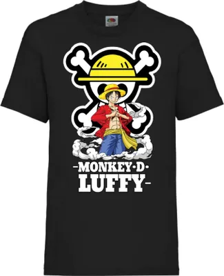 Produktbild von Kinder T-Shirt One Manga Piece Anime 07 Monkey Straw, 12-13 Jahr - 152 / Schwarz