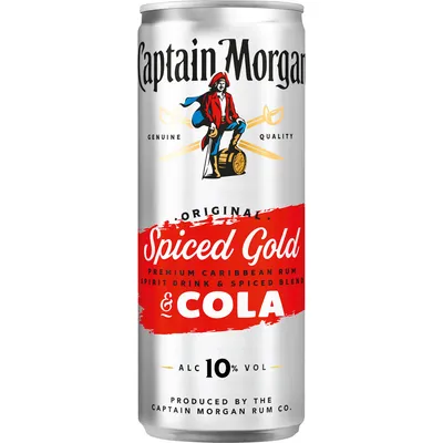 Produktbild von Captain Morgan Original Spiced Gold&Cola Mix-Getränk, 10% vol, 12x250ml EINWEG