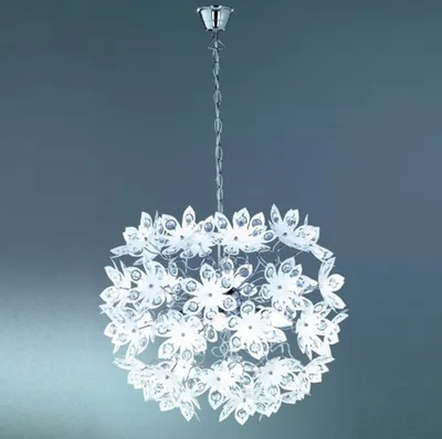 Produktbild von Elegante Pendelleuchte, Krone mit Kristall Blüten & Steinen aus Acryl Ø50cm E14