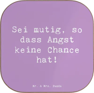 Produktbild von Mr. & Mrs. Panda Untersetzer für Gläser Spruch Angst überwinden - Lavendeltraum - Geschenk, Stärke, Tischuntersetzer, Zuversicht, gläseruntersetzer, Mut, Motivation, Glas
