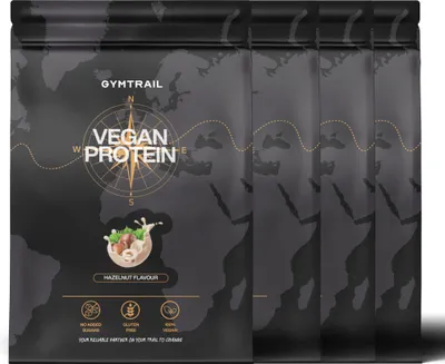 Produktbild von GYMTRAIL® Veganes Eiweißpulver aus Erbsenprotein 2000g | Pflanzliches Proteinpulver mit essenziellen Aminosäuren | Ohne Soja und Süßungsmittel mit Birkenzucker | Hazelnut
