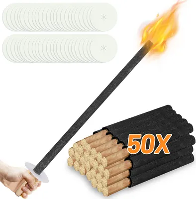 Immagine prodotto di Fiqops 50x torce, torce a cera con protezione per le mani, con manico extra lungo, per passeggiate notturne ed eventi in giardino o per Pasqua/Capodanno