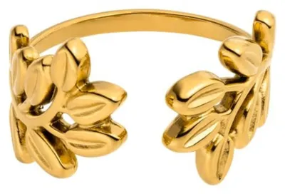Immagine prodotto di Anello da donna con motivo a foglia, in oro, con misura regolabile