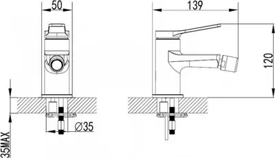 Image de Mitigeur bidet ANDARE avec embout orientable-Chromé---Chromé