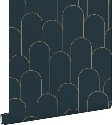 Immagine prodotto di ESTAhome carta da parati art deco blu scuro e oro 53 cm x 10.05 m