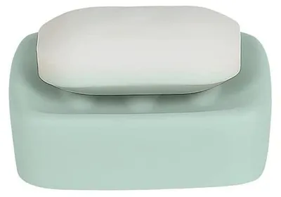 Image de Spirella porte-savon aspect pierre équipement de salle de bain décoratif porte-savon "rétro" dimensions : 10,5 x 10,5 x 3 cm - vert pastel