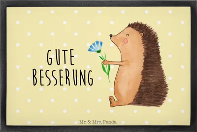 Produktbild von Mr. & Mrs. Panda Schmutzmatte Igel Blumen 40 x 60 cm - Gelb Pastell - Geschenk, Fussmatte, Lustige Sprüche, Krankheit, Genesungswünsche, Besuch, Bodenvorleger, fußmatte