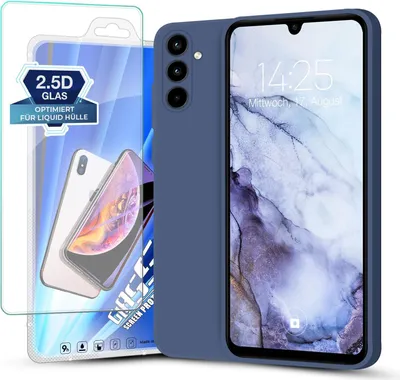 Produktbild von Hülle für Samsung Galaxy A35 5G mit 9H Displayglas Displayschutz Plus Case Cover Bumper Silikon Softgrip Schutzhülle Farbe: Lavendelblau
