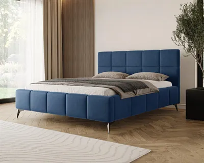Produktbild von Chilly Möbel Design Bett Miria - Polsterbett mit stabilem Metallrahmen, Bettkasten und Stauraum 160x200 cm / Samt / Dunkelblau