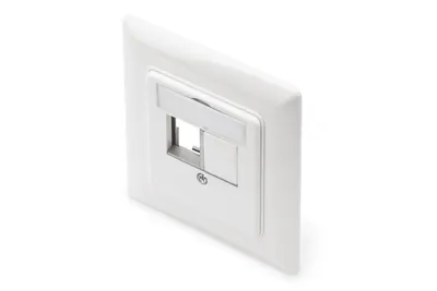 Produktbild von Digitus Frontplatte und Einbaurahmen für Multimedia / Keystone Module, Flach, Weiß, RJ-45, RJ-45, Buchse, Buchse