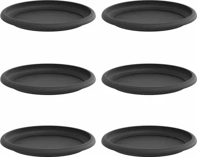 Image de Plateau à fleurs rond 6 pcs Noir Ø 17,5 x 2 cm Plastique