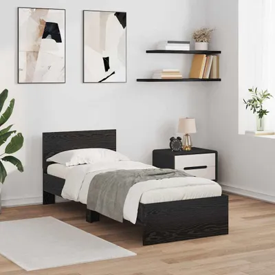 Zdjęcie produktu dla Maison Exclusive – rama łóżka w kolorze czarnego dębu 75 x 190 cm materiał drewnopochodny