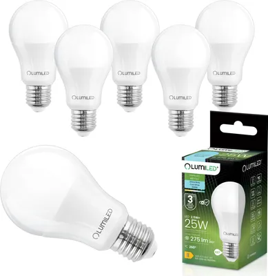 Produktbild von LUMILED 6er Set LED Lampe E27 A60 2,5W 275lm 6500K Kaltweiß 230V 260° Ersatz für 25W Nicht Dimmbar Flackerfrei und Soforthell Innenbeleuchtung für Wohnzimmer Küche Flur Tropfen