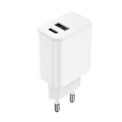 Zdjęcie produktu dla Setty Ładowarka sieciowa do telefonu usb c typ c 1x USB + USB-C 3A 20W biała