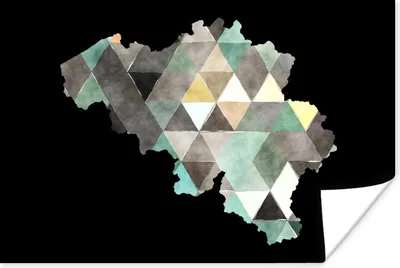 Produktbild von MuchoWow® Poster Karte - Belgien - Dreieck 60x40 cm - Schlafzimmerdekoration