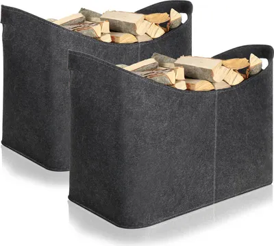 Produktbild von com-four® 2x Filz-Tasche XXL für den Einkauf, Zeitungen, Papier, Spielzeug, Picknick oder Strand - robust aus dickem Filz - perfekte Kaminholz-Tasche für Brennholz