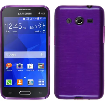 Produktbild von PhoneNatic Case kompatibel mit Samsung Galaxy Core 2 - lila Silikon Hülle brushed + 2 Schutzfolien