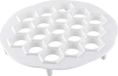 Produktbild von Knödelform für 19 Knödel und Pelmeni, 20 cm Durchmesser, 2,5 cm Lochdurchmesser aus PP-Kunststoff