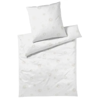 Produktbild von elegante Mako-Satin-Bettwäsche-Garnitur Stardust Farbe Weiss Größe 155x200+80x80