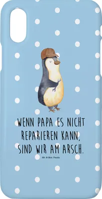 Produktbild von Mr. & Mrs. Panda Iphone 10 Handyhülle Wenn Papa es nicht reparieren kann, sind wir am Arsch - Blau Pastell - Geschenk, Hülle, Handy, Vatertag, Dad, Vorbild, Muttertag, X