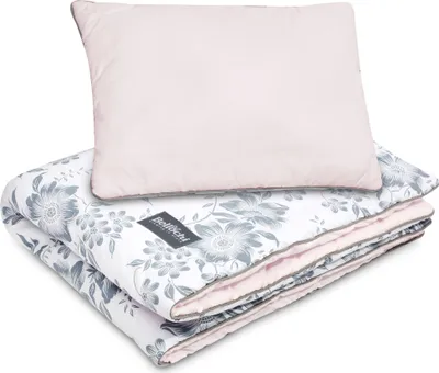 Produktbild von Bellochi Multifunktional Baby Decke Set - Doppelseitig Baby Bettwäsche 75x100 cm und Kissen 30x40cm - aus 100% Baumwolle -   - pink berry
