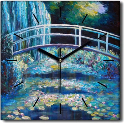Produktbild von Coloray Uhr auf Leinwand 30x30 cm Wand Uhr Dekoration Wohnzimmer Segeltuch schwarze Hände -Münzen Brücke. Kunst