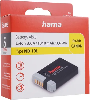 Obrázok produktu pre Hama fotoakumulátor typ Canon NB-13L, Li-Ion 3,6 V/1010 mAh