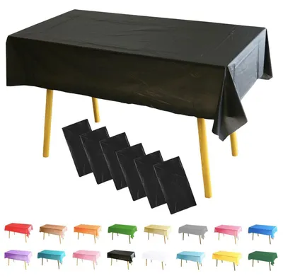 Immagine prodotto di Tovaglia lavabile, set da 6 pezzi, colore nero, materiale PEVA, dimensioni 137 x 274 cm, riutilizzabile