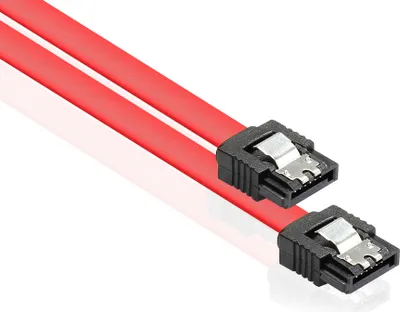 Produktbild von Anschlusskabel SATA 6 Gb/s mit Metallclip, rot, 1m, Good Connections®