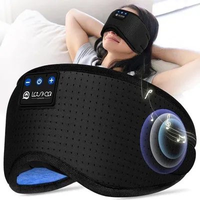 Productafbeelding van Slaapmasker met oortjes, Bluetooth, wasbaar, lichtdicht, ideaal voor reizen