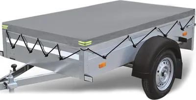 Produktbild von Anhängerplane Flachplane 215x125x13cm Anhängerabdeckung PVC wasserdichte & reißfeste mit Planenseil, Grau