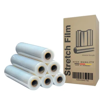 Produktbild von Stretchfolie Palettenfolie   Handstretchfolie 23my Umzugsfolie transparent 6 Stück