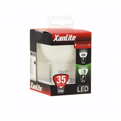 Produktbild von XanLite LED Leuchtmittel Reflektor 5,5W = 35W GU10 matt 400lm warmweiß 3000K 100° Akku 70 Minuten Notlicht