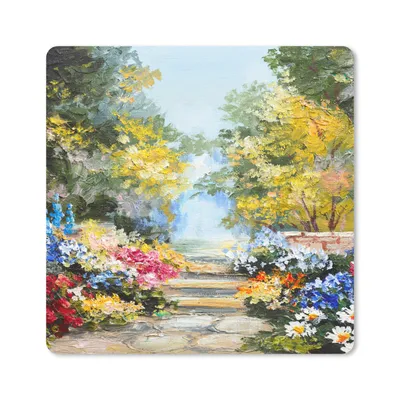 Produktbild von MuchoWow® Mauspad Mousepad Malerei - Blumen - Natur - Ölfarbe 20x20 cm - Mousepads - Maus Mat - Pad - Mausunterlage - Desk Mat - Bureauartikeln