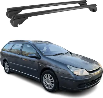 Image de Barres de toit Transversales pour Citroen C5 2001-2008 Break Aluminium Noir