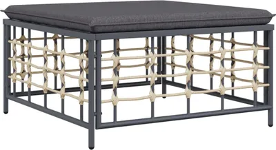 Produktbild von vidaXL Gartenhocker mit Dunkelgrauem Kissen Poly Rattan