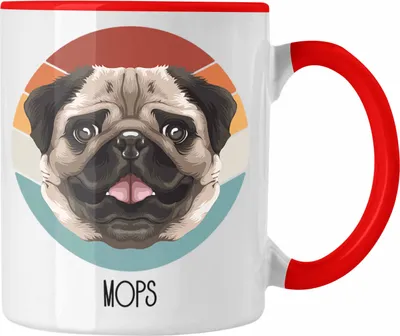 Produktbild von Trendation - Mops Besitzer Tasse Geschenk Lustiger Spruch Geschenkidee Mops Mama Papa (Rot)