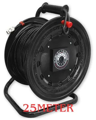 Produktbild von Netzwerk LAN Kabeltrommel CAT6 S/FTP RJ45 Keystone Buchsen Internetverlängerung erweitern Metall schwarz 25 Meter