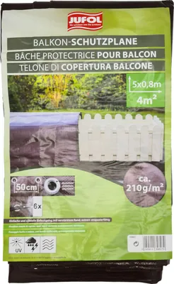 Produktbild von JUFOL Balkon-Schutzplane 0,8x5 m braun dreilagig wasserdicht reißfest mit Ösen