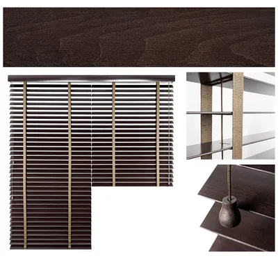 Holzjalousie 50 mm, B130 x H180 cm, Truffle Schwarzbraun