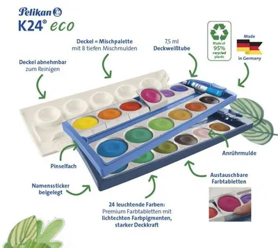 Produktbild von Pelikan Deckfarbkasten K24 eco, 24 Farben