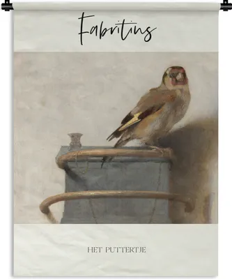 Produktbild von MuchoWow® Wandteppich Wandbehang Der Stieglitz - Carel Fabritius - Gemälde 90x120 cm Tapisserie Dekoration Wandtuch - Wanddeko