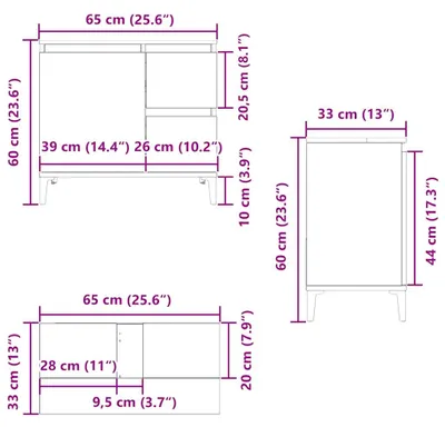 Produktbild von vidaXL Badschrank Weiß 65x33x60 cm Holzwerkstoff
