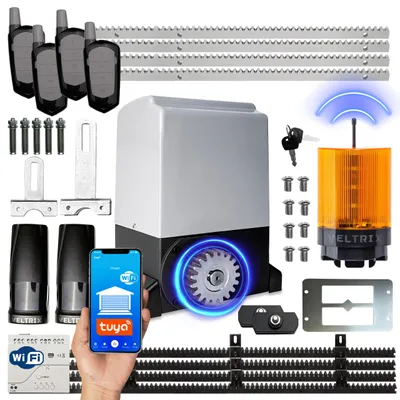 Zdjęcie produktu dla Napęd bramy PRZESUWNEJ ZESTAW 2000kg + 4 piloty + lampa LED + WIFI