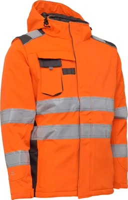 Produktbild von ELKA Softshell Hi-Visible Warnschutz Jacke Warnorange/Grau 3XL