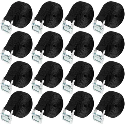 Image de Sangles de tension avec système de blocage, 16 pièces, 2,5 m x 25 mm, capacité de charge de 250 kg, couleur noire