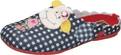 Produktbild von Manitu Damen Pantoffeln Hausschuhe Filz Schafmotiv 320673, Größe:37 EU, Farbe:Schwarz