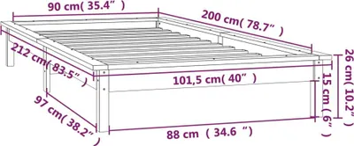 Produktbild von vidaXL Massivholzbett mit LEDs Schwarz 90x200 cm